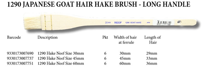 Neef Series 1290 Goat Hair Hake Brush – Melbourne Artists' Supplies