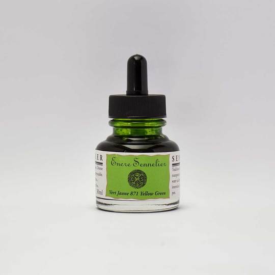 Yellowish Green Sennelier Encre Drawing Ink 30ml - Click Image to Close