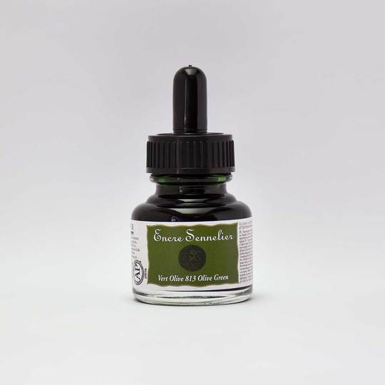 Olive Green Sennelier Encre Drawing Ink 30ml - Click Image to Close