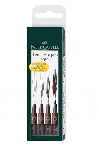 Faber Castell Pitt Artist Fineliner Sepia Set 4 - Click Image to Close