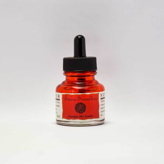 Scarlet Sennelier Encre Drawing Ink 30ml - Click Image to Close