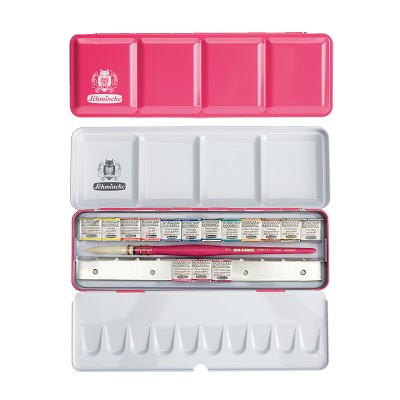 Horadam Watercolour 12 x 1/2 pans Pretty Pink Metal Tin Edition - Click Image to Close