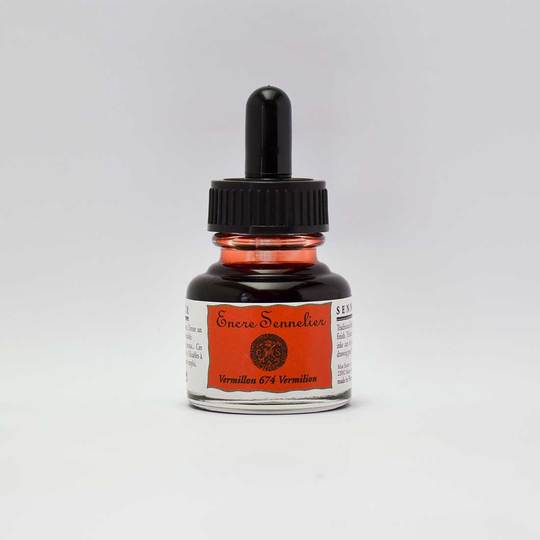 Vermilion Sennelier Encre Drawing Ink 30ml - Click Image to Close
