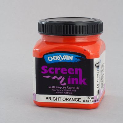 Bright Orange Screen Ink Derivan (Fabric) 250ml - Click Image to Close