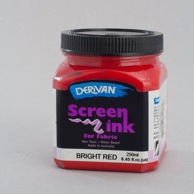 Bright Red Screen Ink Derivan (Fabric) 250ml - Click Image to Close