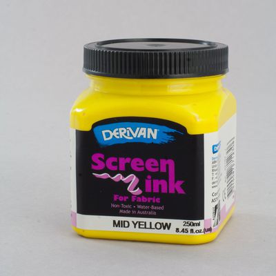 Mid Yellow Screen Ink Derivan (Fabric) 250ml - Click Image to Close