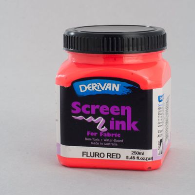 Fluro Red Screen Ink Derivan (Fabric) 250ml - Click Image to Close
