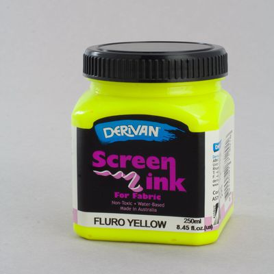 Fluro Yellow Screen Ink Derivan (Fabric) 250ml - Click Image to Close