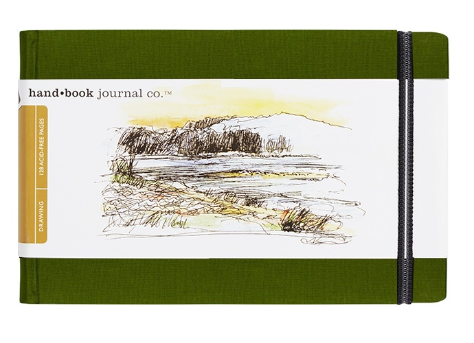 Hand Book Journal 5.5x8.25 Green L/Scape 130gsm