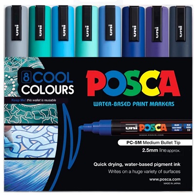 POSCA PC-5M Medium Cool Set 8 - Click Image to Close