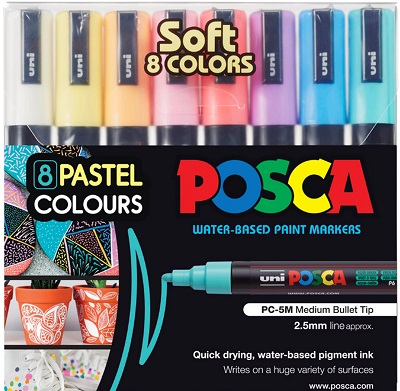 POSCA PC-5M Medium Pastel Set 8 - Click Image to Close