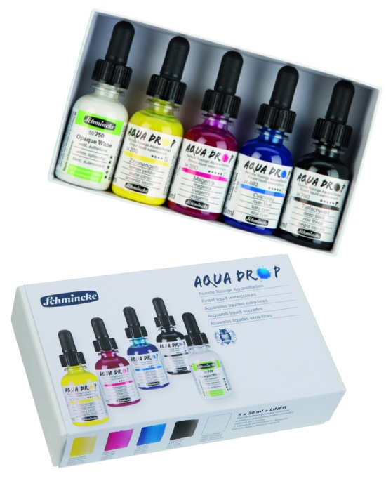 Schmincke Aqua Drop Liquid Watercolor 30ml Primary Set of 5 w