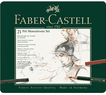Faber-Castell Pitt Monochrome Mixed Media Set (12 tin) - Click Image to Close