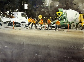 People at Work - Watercolours - Click Image to Close