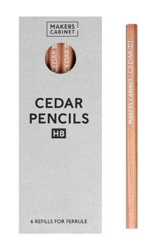 Makers Cabinet Ferrule Cedar Pencil Refills HB 6pk
