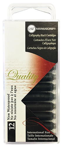 Manuscript Black Cartridges x12 - Click Image to Close