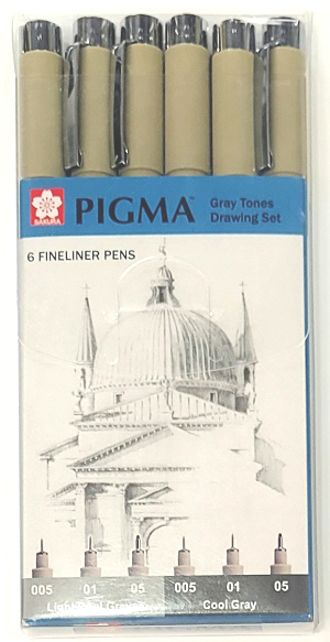 Pigma Micron Gray Tones Drawing Set 6