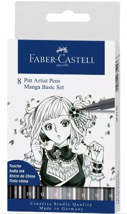 Faber Castell Manga Pitt Artist Pen Set 8 - Click Image to Close