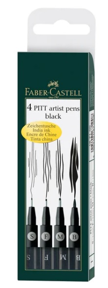 Faber Castell Pitt Artist Fineliner Black Set 4