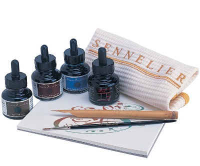 Sennelier Calligraphy Set w/ Pad and Brush - Click Image to Close