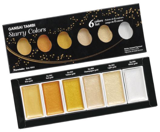 Kuretake Starry Colours W/C Set 6 Pans - Click Image to Close